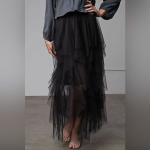 Easel Tulle “Fairy Tale” Tiered Ruffled Mesh Overlay Balletcore Skirt M